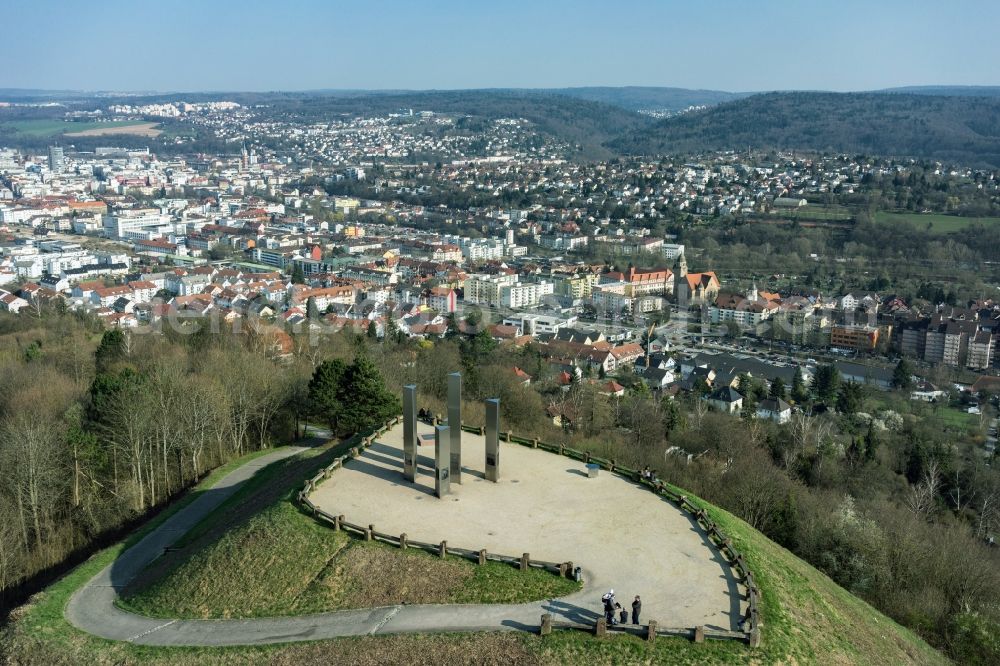 Pforzheim from the bird's eye view: Outdoor art- installation Monte Scherbelino on Wallberg in Pforzheim in the state Baden-Wuerttemberg