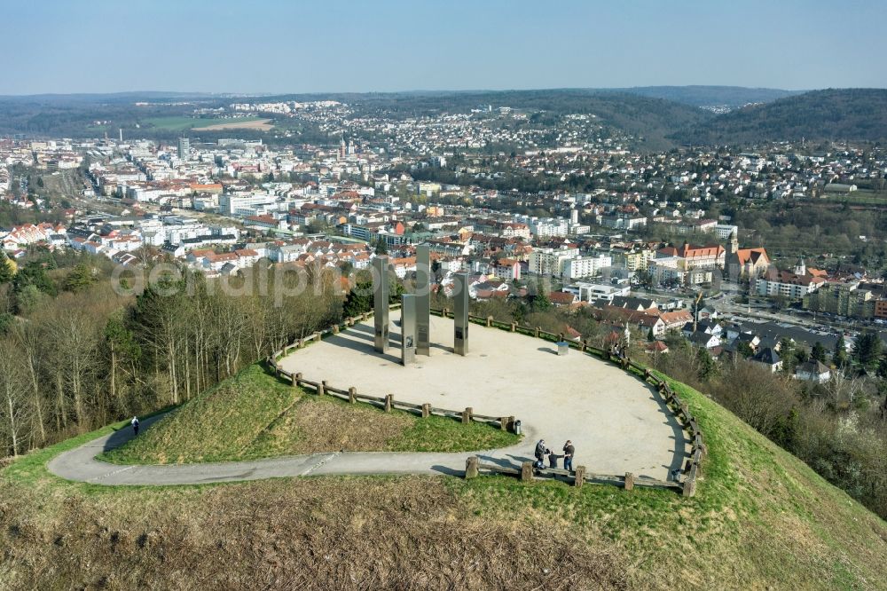 Aerial photograph Pforzheim - Outdoor art- installation Monte Scherbelino on Wallberg in Pforzheim in the state Baden-Wuerttemberg