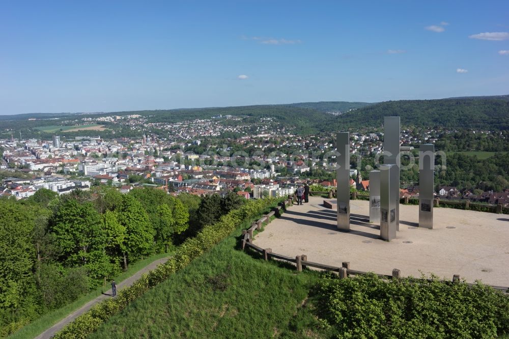 Pforzheim from above - Outdoor art- installation Monte Scherbelino on Wallberg in Pforzheim in the state Baden-Wuerttemberg