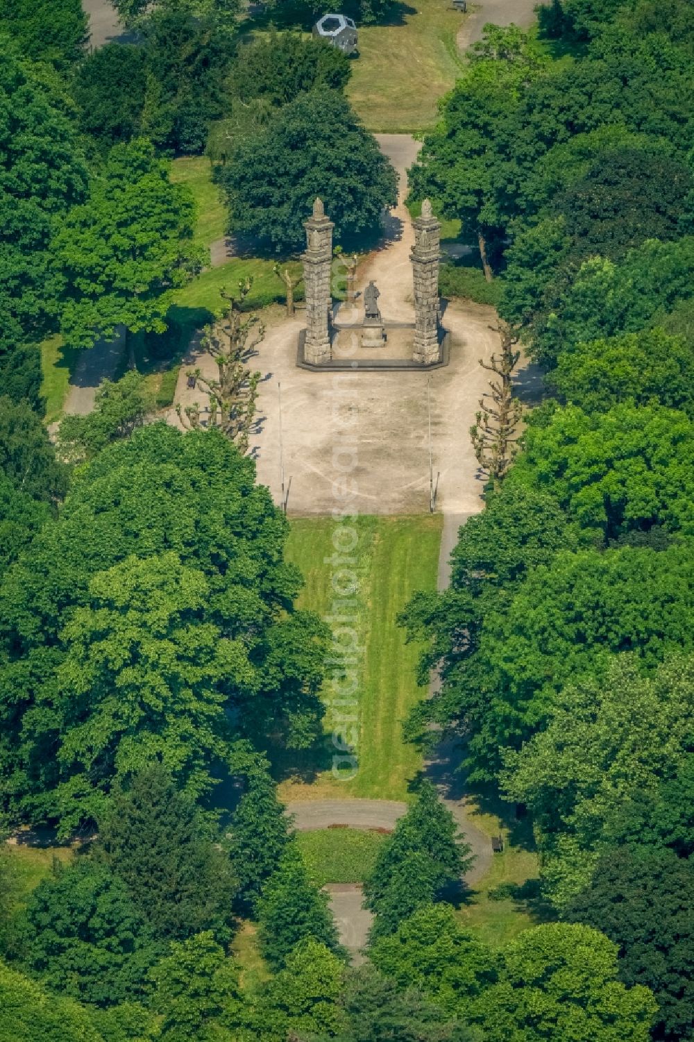 Hagen from above - Outdoor art- installation in Park on Osthofstrasse in the district Boele in Hagen in the state North Rhine-Westphalia, Germany