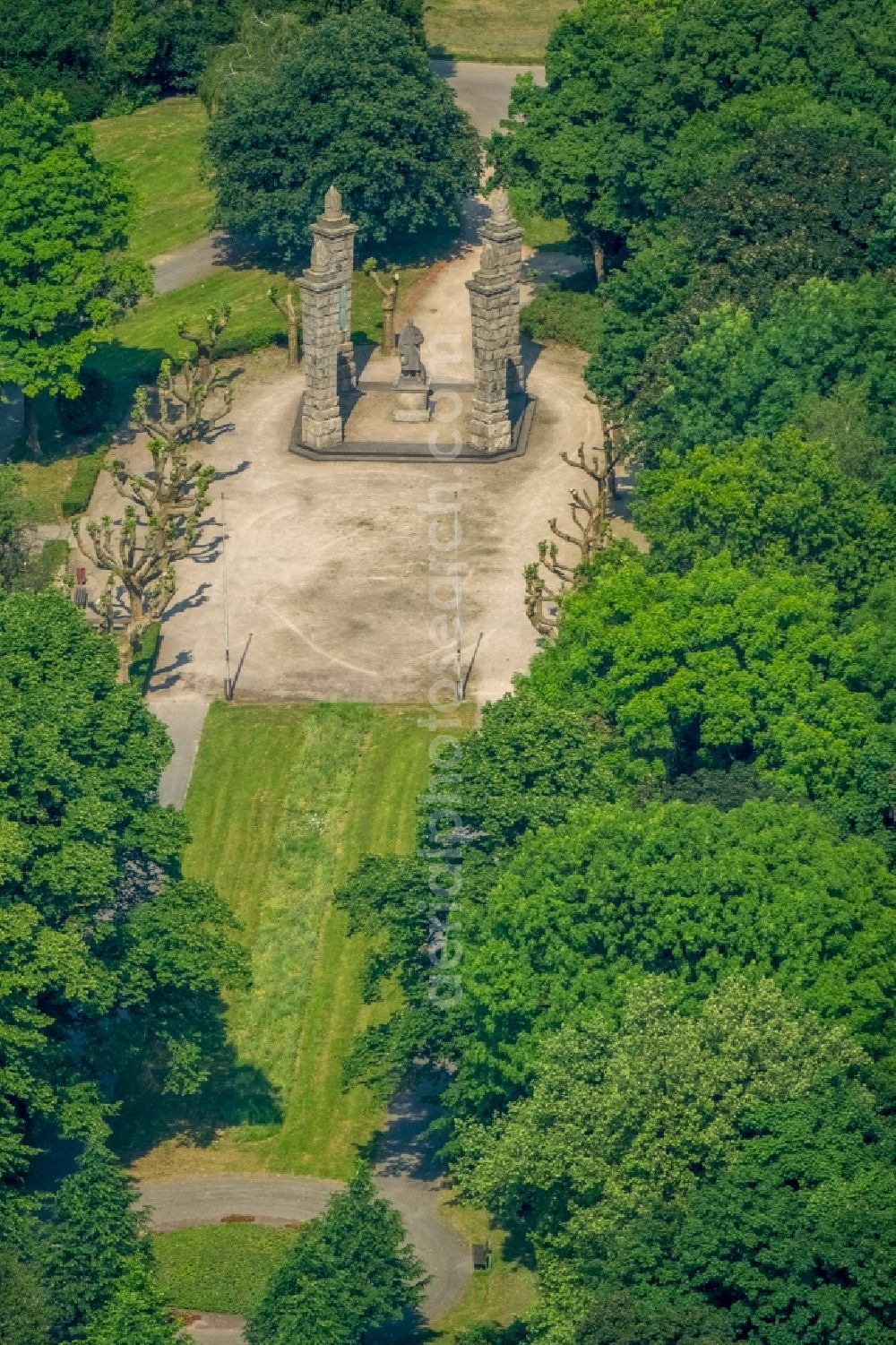 Aerial image Hagen - Outdoor art- installation in Park on Osthofstrasse in the district Boele in Hagen in the state North Rhine-Westphalia, Germany