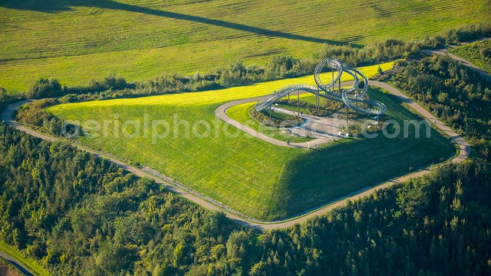 Aerial photograph Duisburg - Outdoor art- installation Tiger & Turtle in Duisburg in the state North Rhine-Westphalia