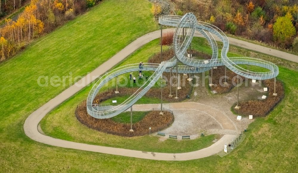 Aerial photograph Duisburg - Outdoor art- installation Tiger & Turtle in Duisburg in the state North Rhine-Westphalia