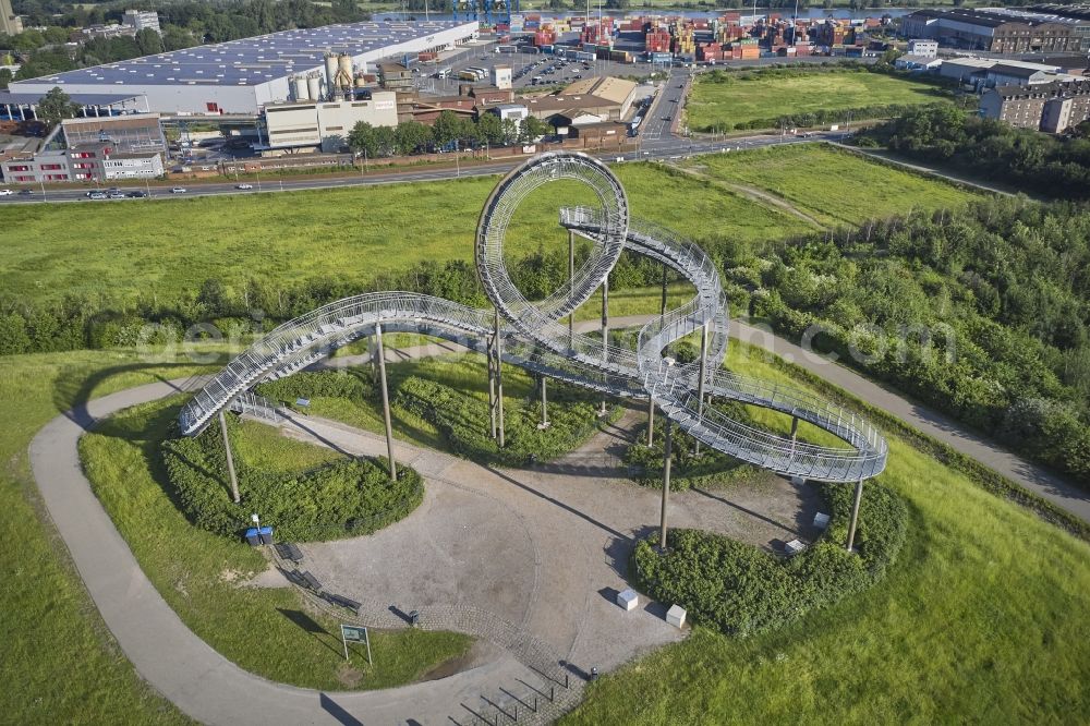 Duisburg from above - Outdoor art- installation Tiger & Turtle in Duisburg in the state North Rhine-Westphalia