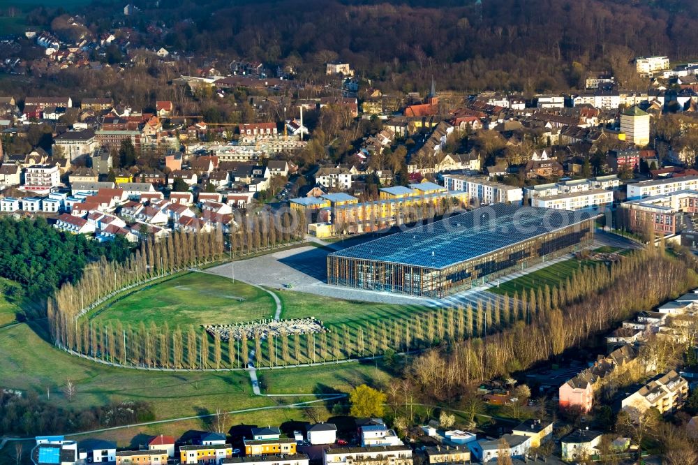 Herne from above - Art and landscape installation debris field of Hermann Prigann north of Mont-Cenis Academy in Herne in the state of North Rhine-Westphalia