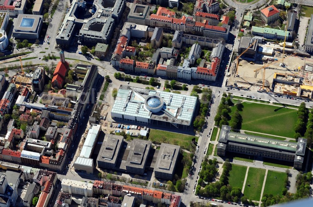 Aerial image München - View of the Kunstareal in Munich in the state Bavaria