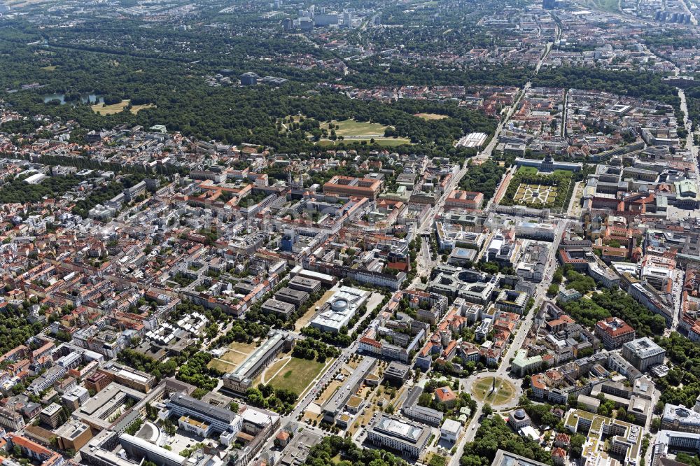 München from above - View of the Kunstareal in Munich in the state Bavaria