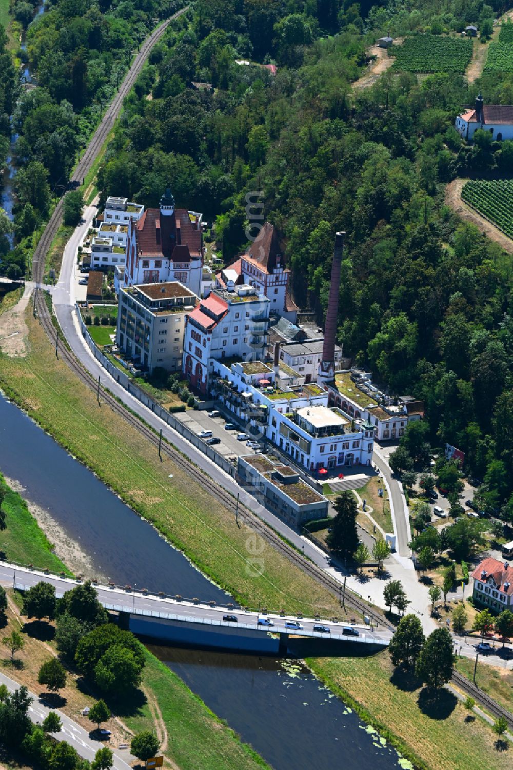 Riegel am Kaiserstuhl from the bird's eye view: Kunstmuseum Messmer Foundation at the banks of the river Elz in Riegel am Kaiserstuhl in the state Baden-Wuerttemberg