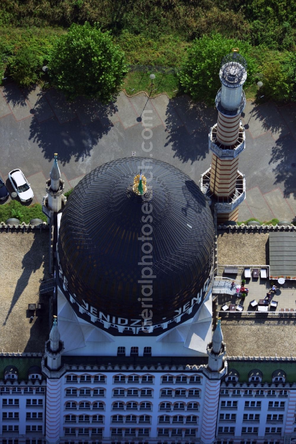 Dresden from above - Office building in the former cigarette factory in Dresden Yenidze