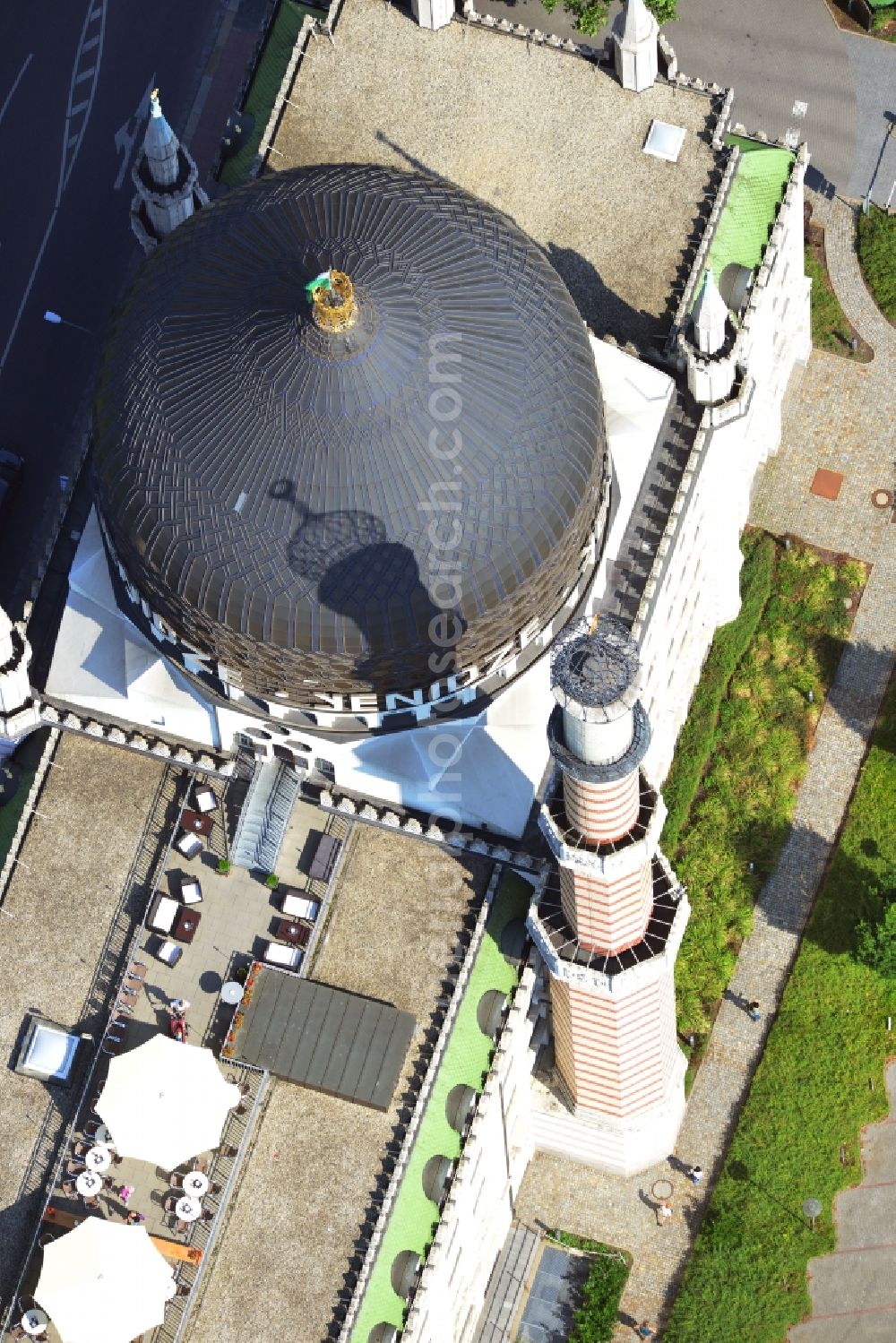 Dresden from the bird's eye view: Office building in the former cigarette factory in Dresden Yenidze