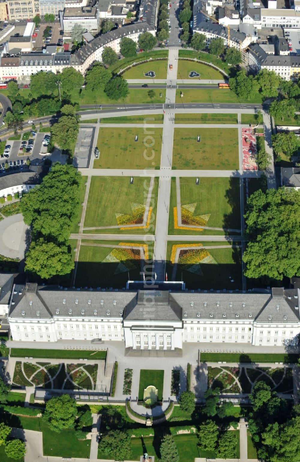 Koblenz from above - View of the Kürfürstliches Schloss in Koblenz in Rhineland-Palatinate