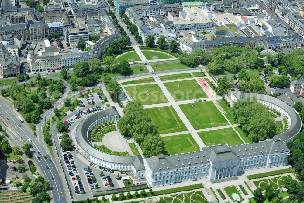 Koblenz from above - View of the Kürfürstliches Schloss in Koblenz in Rhineland-Palatinate