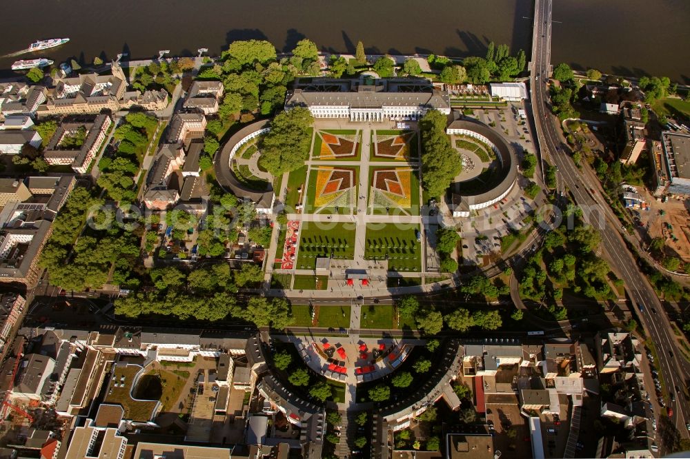 Koblenz from above - View of the Electoral Palace in Koblenz in the state of Rhineland-Palatinate