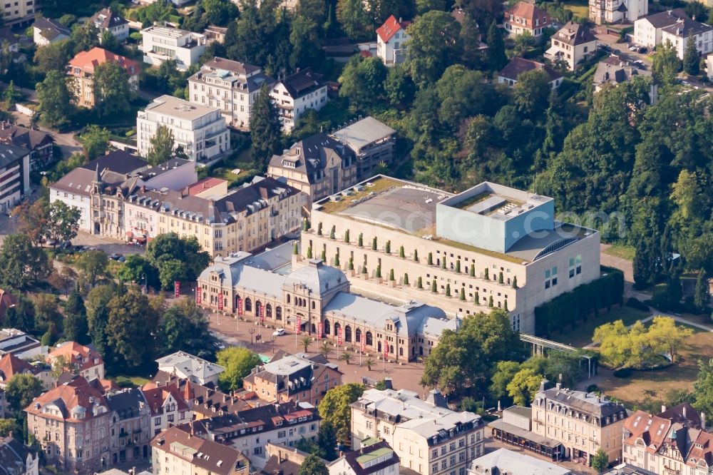 Aerial image Baden-Baden - Building of the Spa and Event house Festspielhaus in Baden-Baden in the state Baden-Wurttemberg, Germany