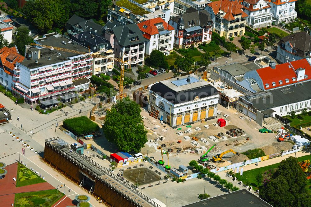 Bad Salzuflen from above - Festbau and Kurhaus building - conversion and revitalization construction site with the gutted gala hall on Parkstrasse in Bad Salzuflen in the state of North Rhine-Westphalia, Germany