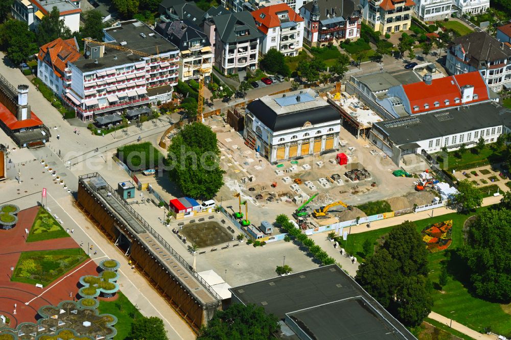 Aerial image Bad Salzuflen - Festbau and Kurhaus building - conversion and revitalization construction site with the gutted gala hall on Parkstrasse in Bad Salzuflen in the state of North Rhine-Westphalia, Germany