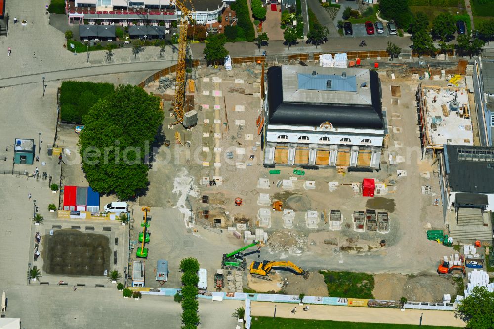 Bad Salzuflen from above - Festbau and Kurhaus building - conversion and revitalization construction site with the gutted gala hall on Parkstrasse in Bad Salzuflen in the state of North Rhine-Westphalia, Germany