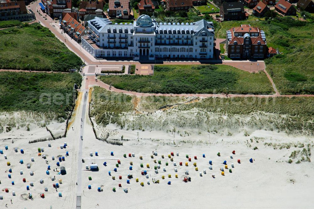 Juist from above - The historic spa, also called white palace on the sea, was opened 1898 as a beach hotel Kurhaus Juist 