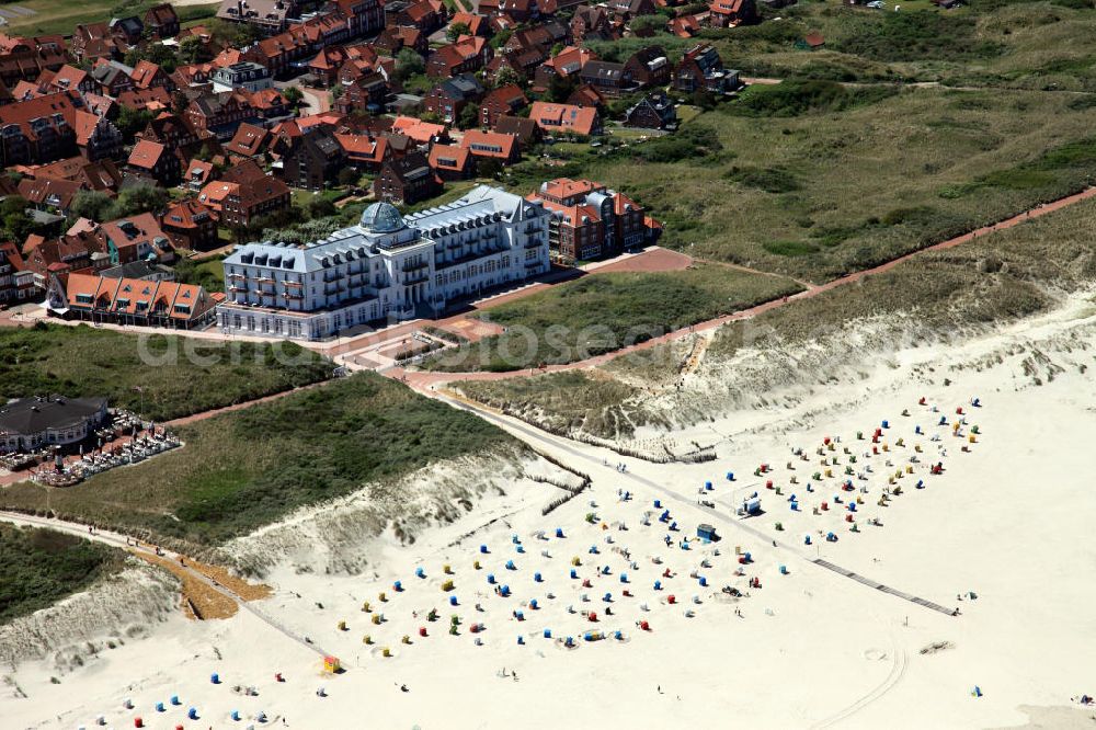 Juist from the bird's eye view: The historic spa, also called white palace on the sea, was opened 1898 as a beach hotel Kurhaus Juist 