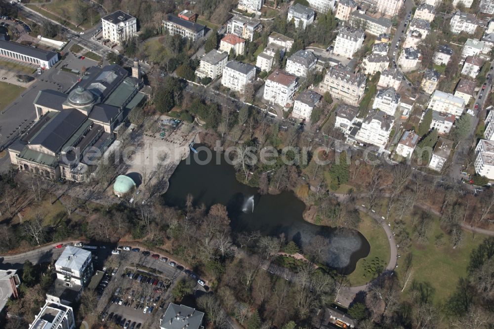 Wiesbaden from the bird's eye view: Kurhaus and theater in Wiesbaden in the state of Hesse