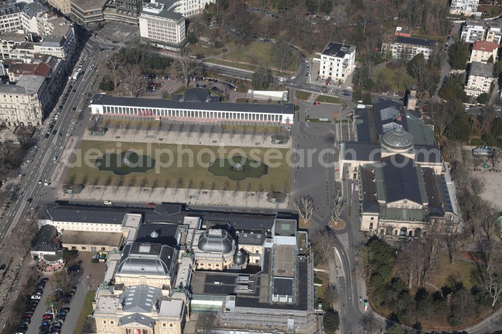 Wiesbaden from the bird's eye view: Kurhaus and theater in Wiesbaden in the state of Hesse