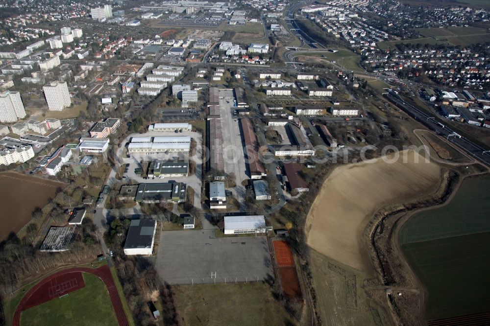 Mainz from above - Kurmainz Bundeswehr barracks in Mainz in Rhineland-Palatinate