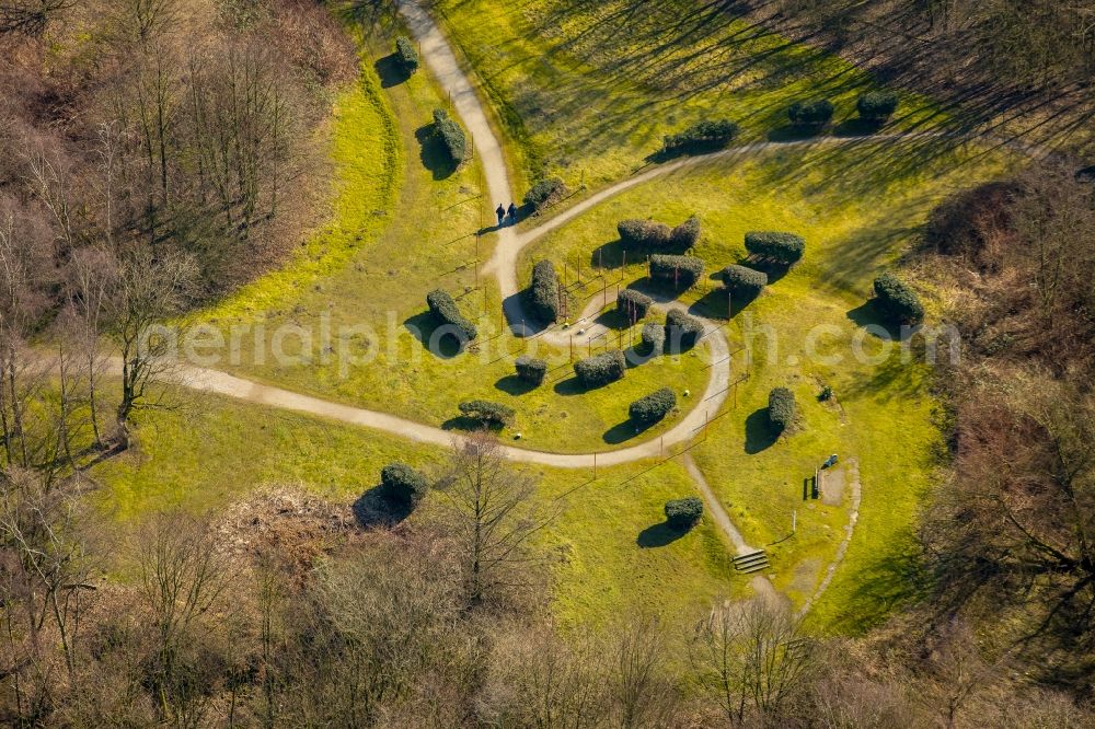 Bottrop from above - Curve of routing, path spiral at Sebastian- Kneipp- way in Bottrop in North Rhine-Westphalia