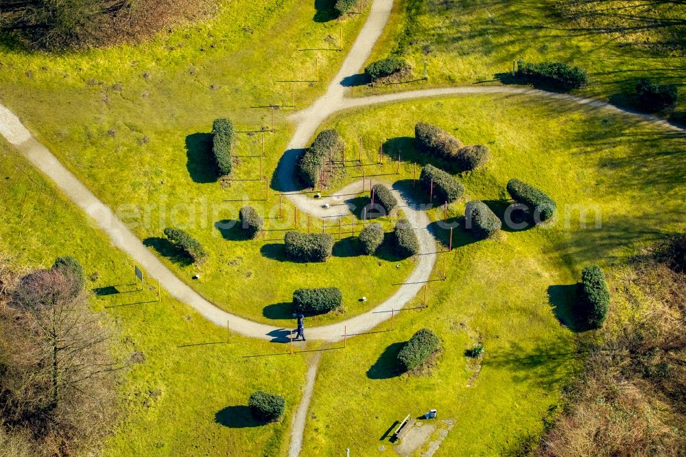 Bottrop from the bird's eye view: Curve of routing, path spiral at Sebastian- Kneipp- way in Bottrop in North Rhine-Westphalia