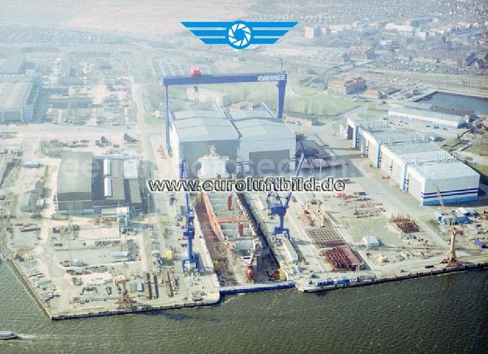 Aerial photograph Rostock /Mecklenburg-Vorpommern - KVAERNER - Werft in Rostock.