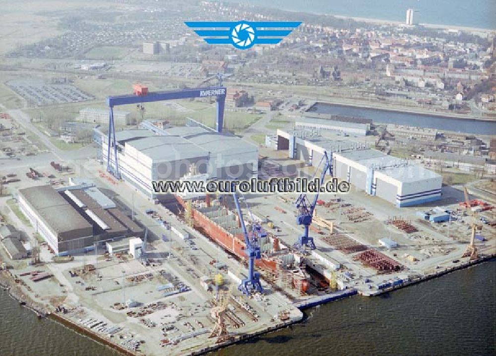 Aerial photograph Rostock /Mecklenburg-Vorpommern - KVAERNER - Werft in Rostock.