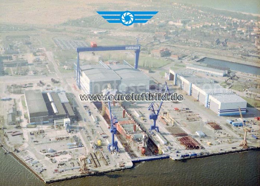 Rostock /Mecklenburg-Vorpommern from above - KVAERNER - Werft in Rostock.