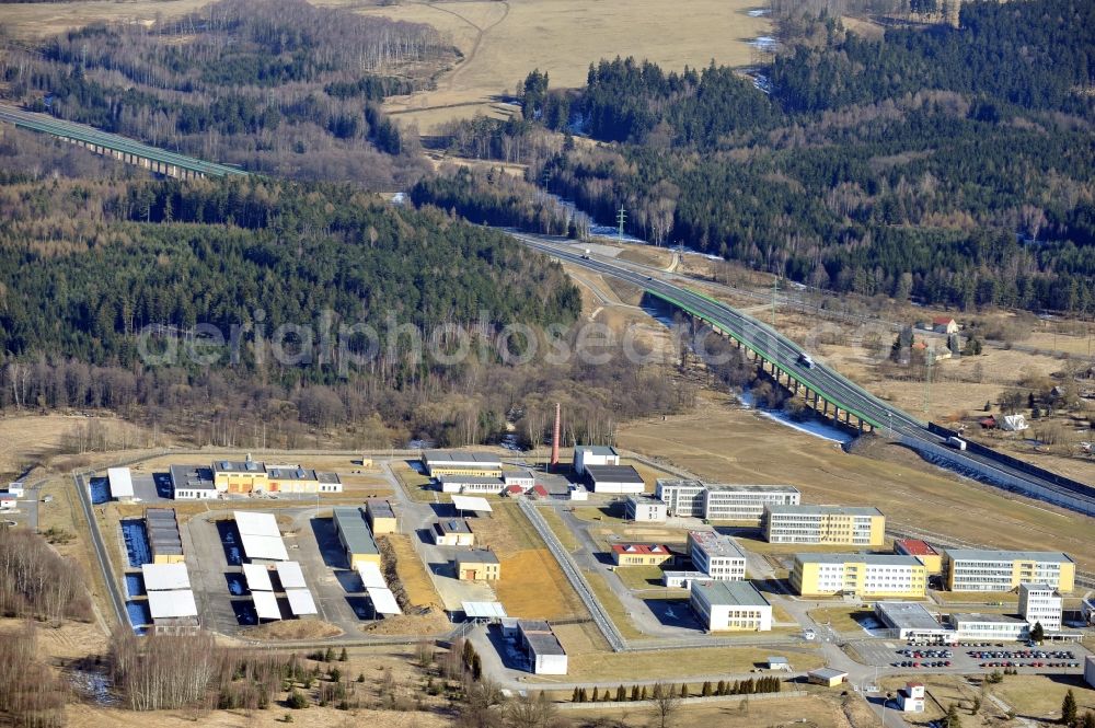 Aerial image Kynsperk nad Ohri OT Kolova - Penal institution, former barracks of the Czechoslovak Army, in Kolova in the region Karlovarsky Kraj of the Czech Republic