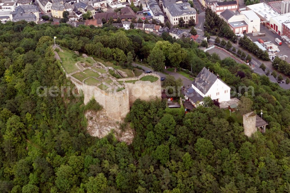 Kirn from the bird's eye view: The Kyrburg on a hill in Kirn in the state of Rhineland-Palatinate