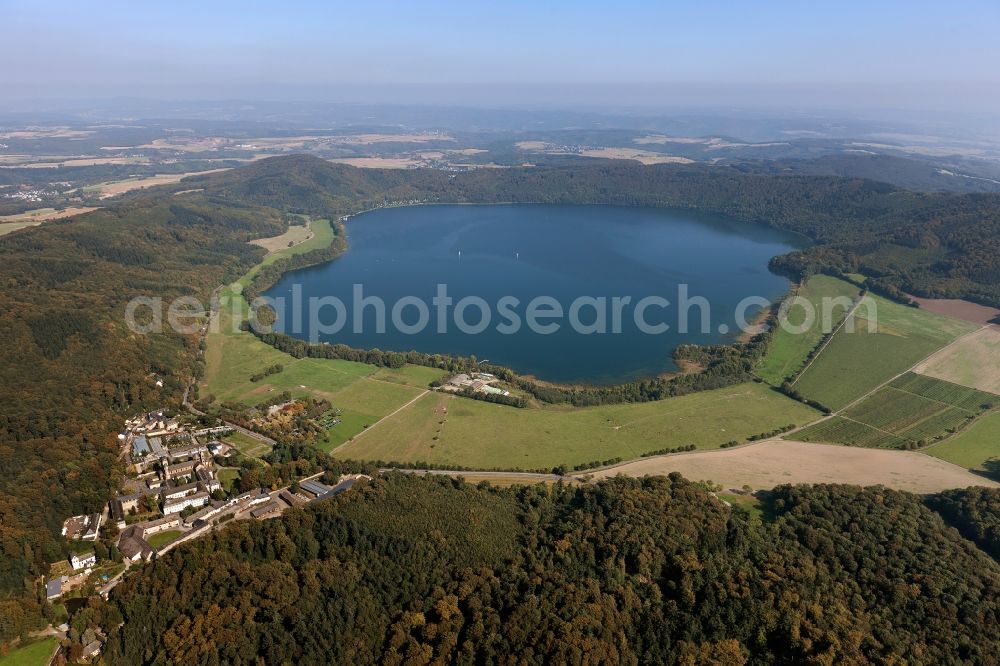 Bell from the bird's eye view: View of the Laacher Lake near Bell in the state of Rhineland-Palatinate