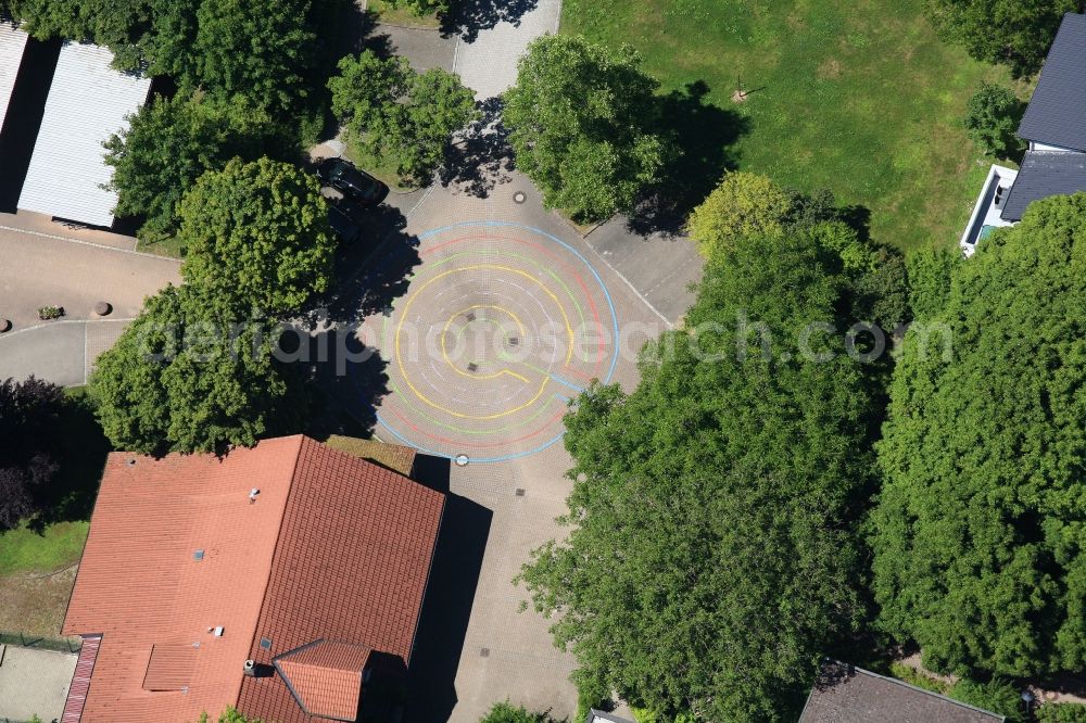 Aerial image Maulburg - Labyrinth on the turnaround in the school grounds in Maulburg in Baden - Wuerttemberg