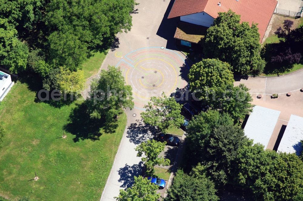 Aerial photograph Maulburg - Labyrinth on the turnaround in the school grounds in Maulburg in Baden - Wuerttemberg