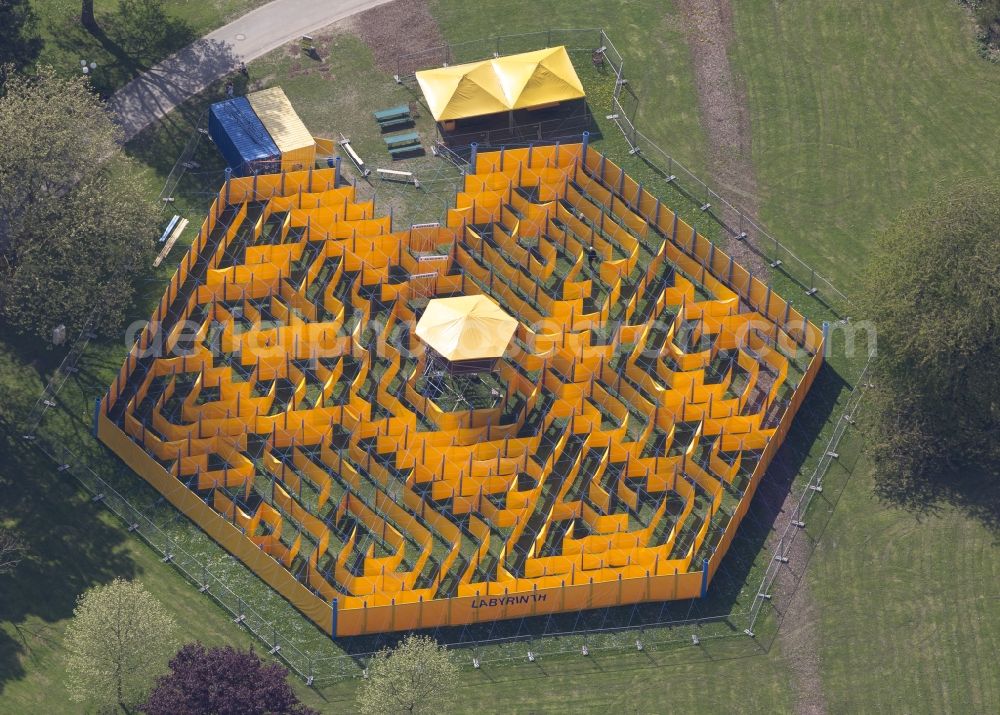 Dortmund from the bird's eye view: Labyrinth at the TV tower in Westphalia Park / Florianturm Dortmund in the state North Rhine-Westphalia