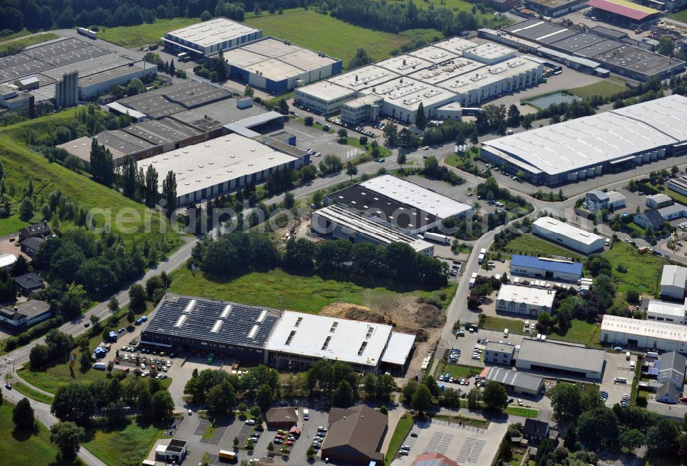 Aerial image Bergkamen - Lager- und Produktionshalle an der Rünther Straße 120 in Bergkamen in Nordrhein-Westfalen / North Rhine-Westphalia. Ein Projekt der Unternehmensgruppe Markus Gerold. Mieter ist die Finnveden Bulten GmbH.