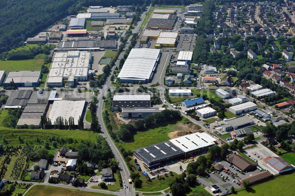 Aerial image Bergkamen - Lager- und Produktionshalle an der Rünther Straße 120 in Bergkamen in Nordrhein-Westfalen / North Rhine-Westphalia. Ein Projekt der Unternehmensgruppe Markus Gerold. Mieter ist die Finnveden Bulten GmbH.