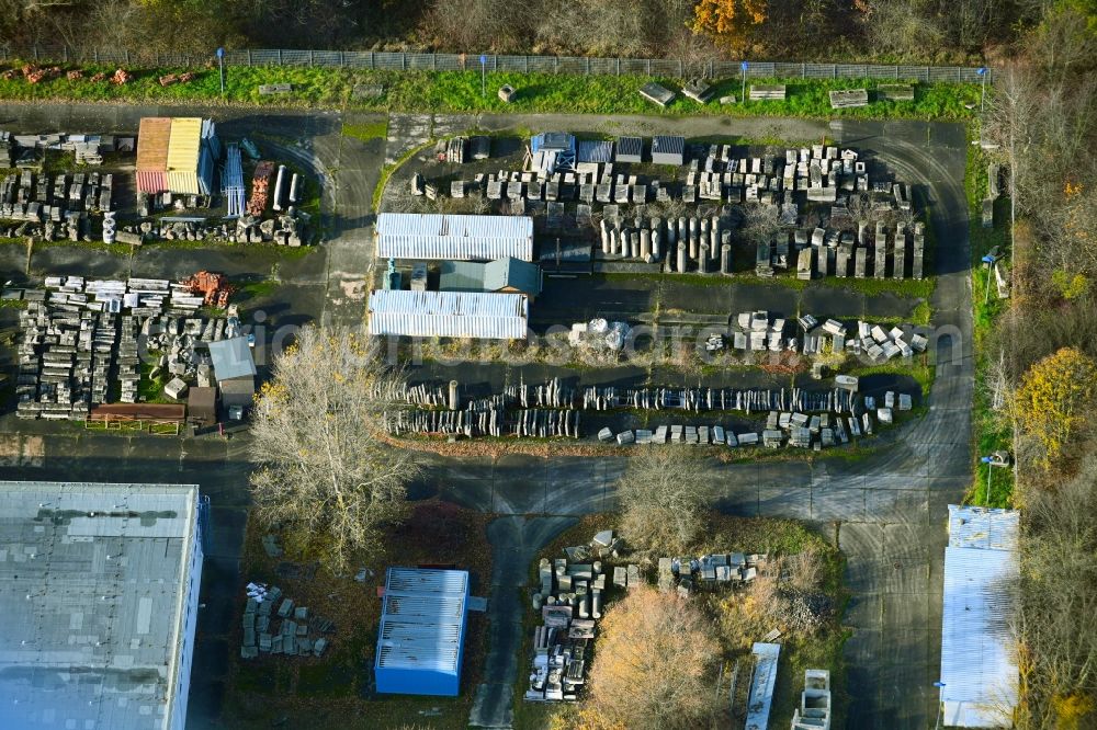 Berlin from above - Bearing surface on on Hohenschoenhauser Strasse in the industrial area in the district Hohenschoenhausen in Berlin, Germany