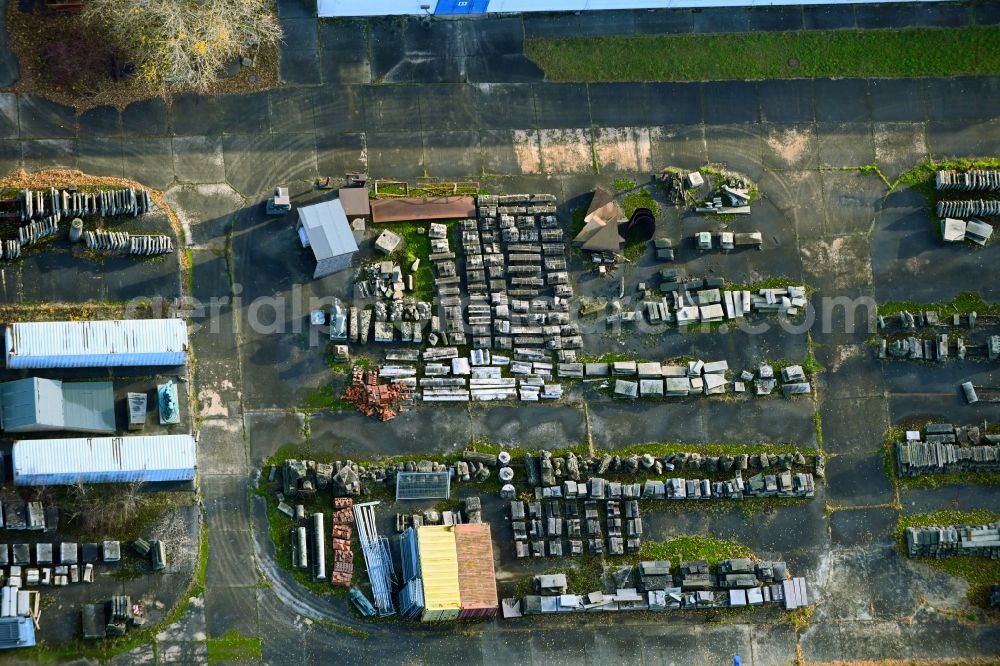 Berlin from above - Bearing surface on on Hohenschoenhauser Strasse in the industrial area in the district Hohenschoenhausen in Berlin, Germany