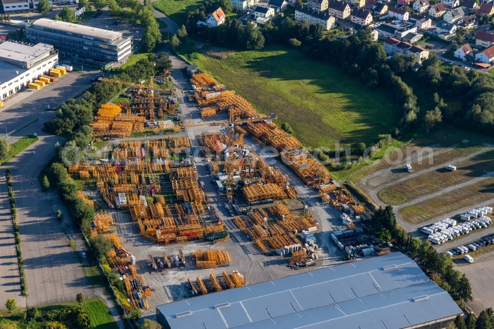 Aerial photograph Bad Waldsee - Bearing surface of Liebherr-Werk Biberach GmbH, Subsidary Bad Waldsee in the industrial area in Bad Waldsee in the state Baden-Wuerttemberg, Germany