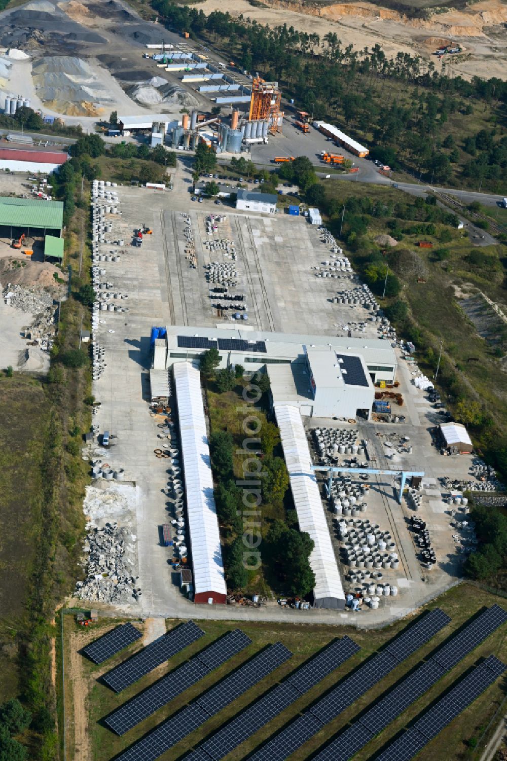 Luckau from the bird's eye view: Bearing surface of LKT Lausitzer Klaertechnik GmbH in the industrial area on street Altenoer Strasse in Luckau in the state Brandenburg, Germany