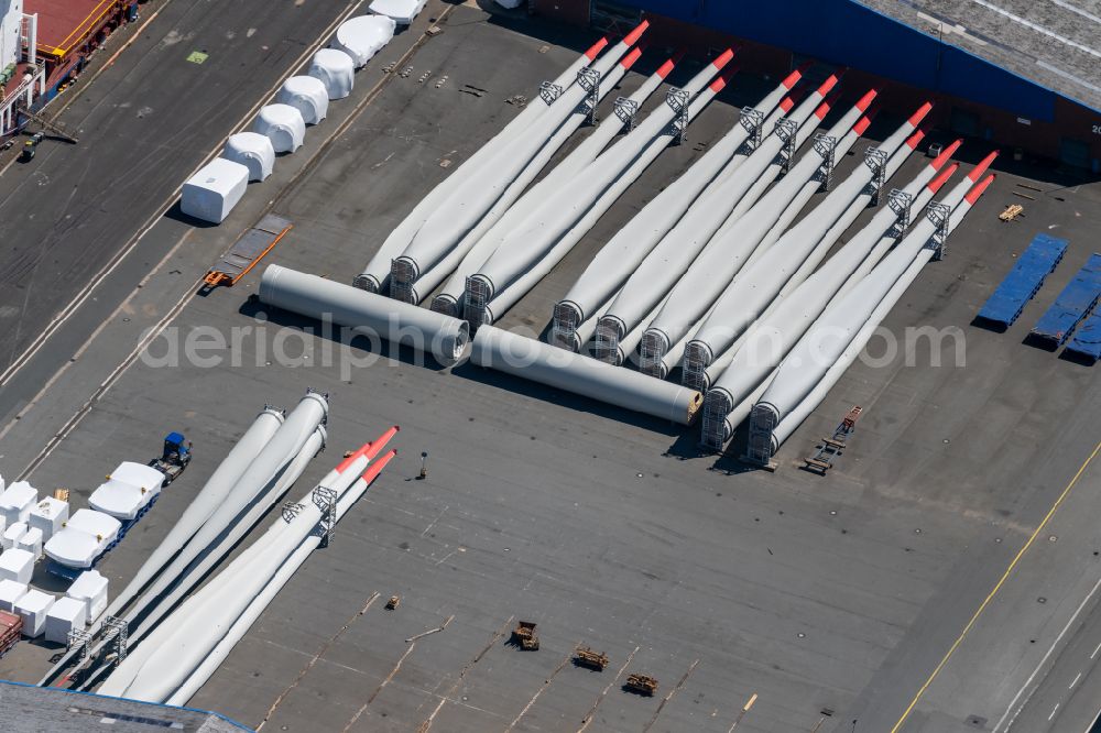 Bremen from above - Bearing surface vom Offshore-Terminal Bremerhaven in the industrial area in the district Neustaedter Hafen in Bremen, Germany