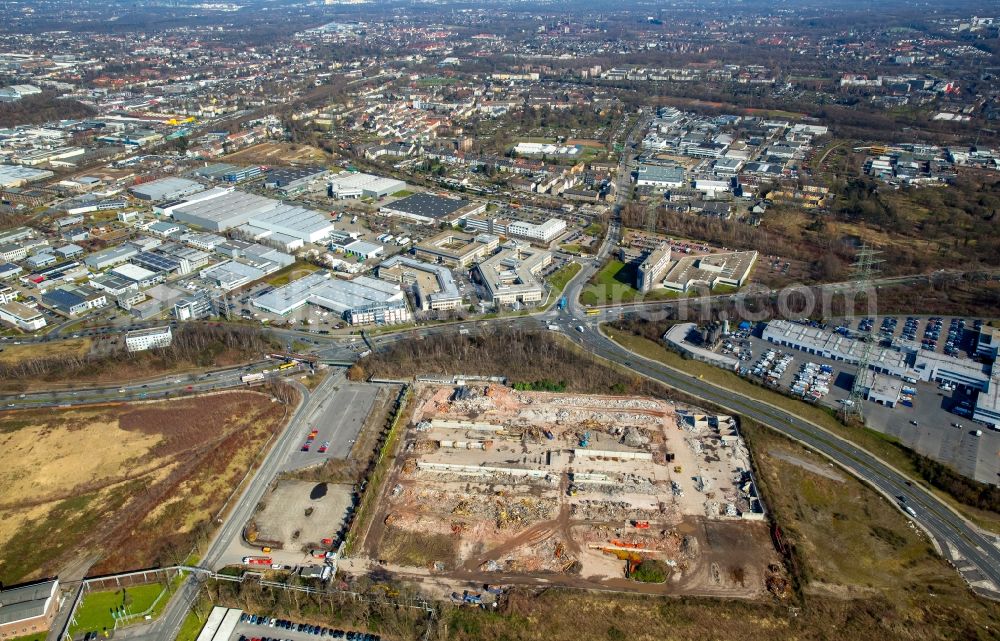 Aerial photograph Essen - Bearing surface der REMONDIS SE & Co. KG in the industrial area in Essen in the state North Rhine-Westphalia