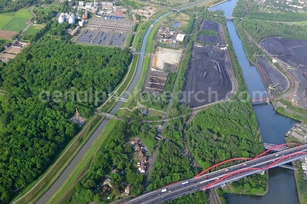 Bottrop from above - Storage area for coal in Bottrop in the state North Rhine-Westphalia