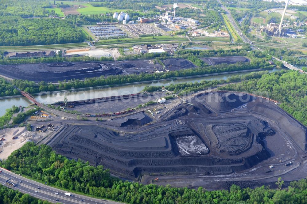 Bottrop from above - Storage area for coal in Bottrop in the state North Rhine-Westphalia