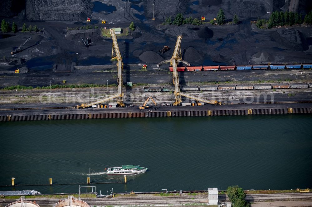 Bottrop from above - Storage area for coal in Bottrop at Ruhrgebiet in the state North Rhine-Westphalia, Germany