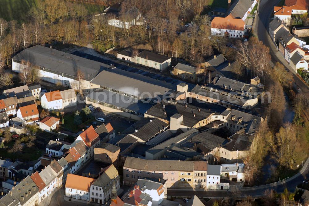 Frohburg from the bird's eye view: Blick auf eine Lagerhalle in Frohburg nahe des Rathauses. Frohburg gehört zum Landkreis Leipzig im Freistaat Sachsen. Kontakt: Stadtverwaltung Frohburg, Markt 13-15 04654 Frohburg, Tel. +49(0)34348 80523, Fax +49(0)34348 80539, Achim Walder: