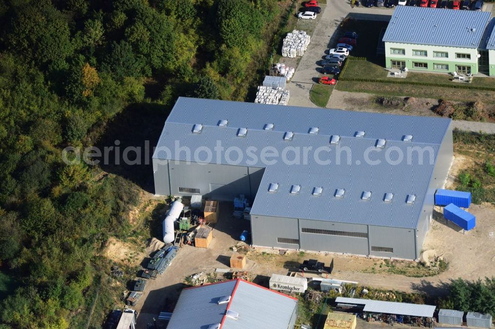 Aerial image Strausberg - Newly built warehouse in the industrial area on the street Am Biotop in Strausberg in Brandenburg